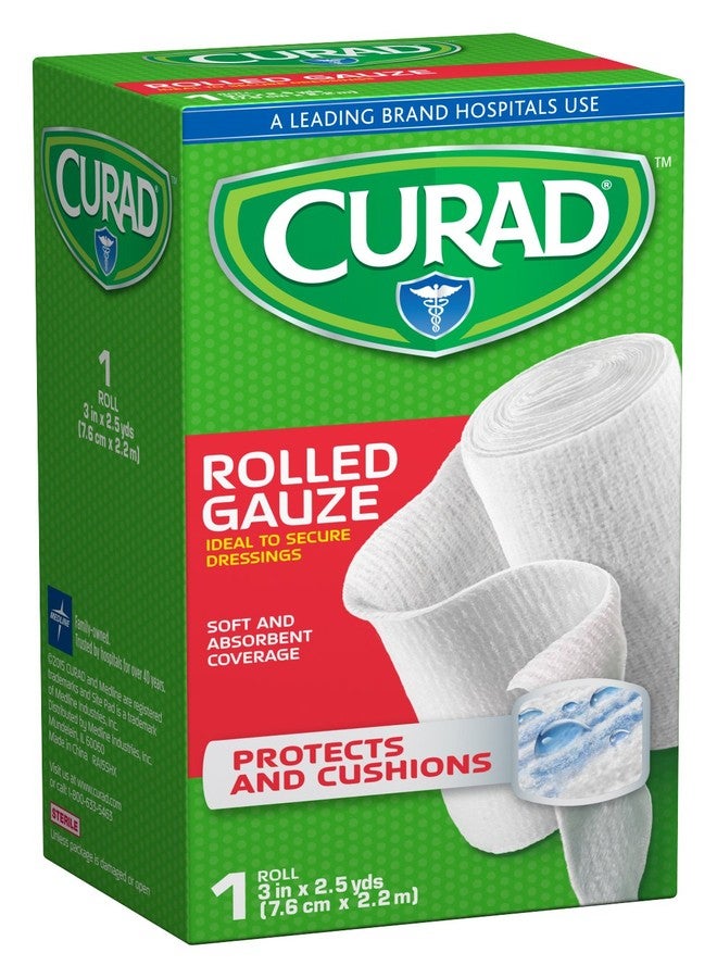 CURAD Stretch Rolled Gauze 3" x 2.5 yds., Pack of 24 - Image 1