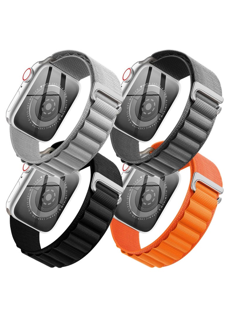 BORTONY - Apple Watch Band 42mm 44mm 45mm 49mm 4 Pack Alpine Loop Nylon Band Women Men with Adjustable Metal G-Hook Strap for iWatch Ultra Series SE 8/7/6/5/4/3/2/1 - Image 1