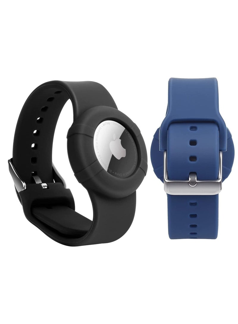 Captaintech 2 Pack Airtag Wristband Compatible with Apple AirTag Soft Adjustable Bracelet Watch Band for Kids Toddler Baby Children Elders - Image 1