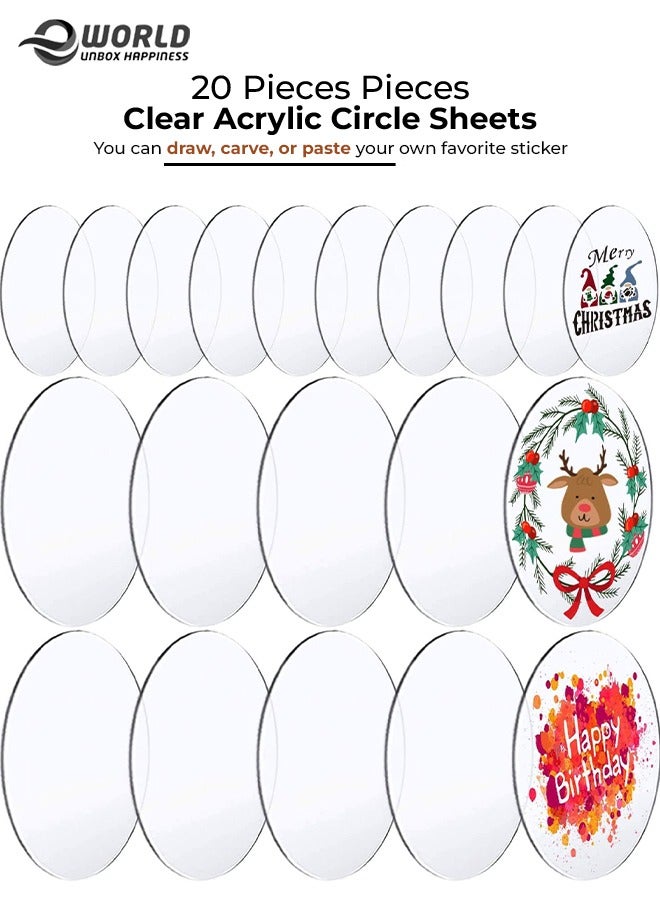 Eworld 20 Piece Clear Acrylic Transparent Round Disc for Engraving Name Cards and Painting - Image 1