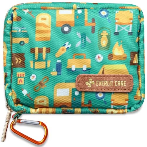 EVERLIT CARE EVERLIT Mini Rescue Pack | 105 Medical Essentials Organized in Portable Storage Bag | Pocket Size Kids First Aid Kit with D Ring | Small Family-Friendly Travel Medical Kit (Camping) - Image 1