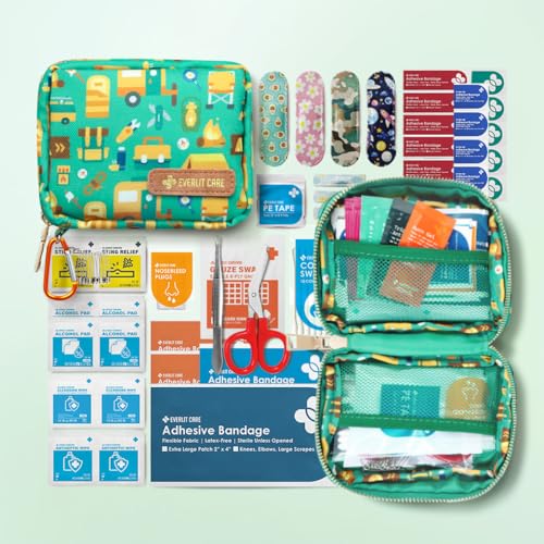 EVERLIT CARE EVERLIT Mini Rescue Pack | 105 Medical Essentials Organized in Portable Storage Bag | Pocket Size Kids First Aid Kit with D Ring | Small Family-Friendly Travel Medical Kit (Camping) - Image 2
