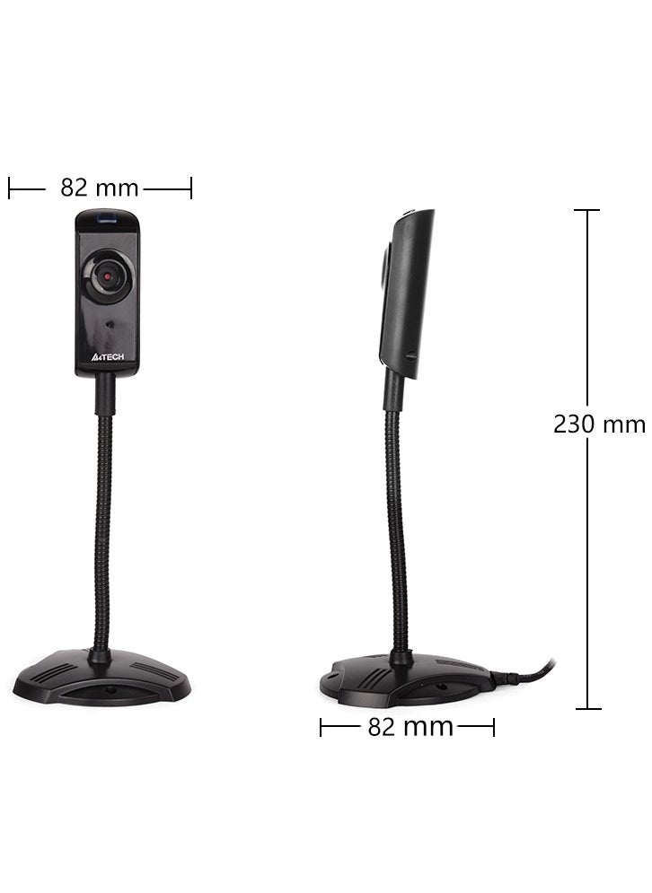 A4TECH - A4TECH WEBCAM ANTI-GLARE  480P 640*480 Pixels, 30fps Frame Rate, Built-in Microphone, For Mac/Linux/Chrome/Android/Windows, Black - Image 1