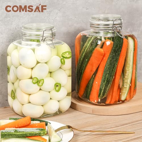 ComSaf 1 Gallon Glass Jar with Lid, Flour Sugar Storage Containers 128oz, Cereal containers storage, Glass Jars with Airtight Lid, Large Storage Containers with Lids for Pickled Egg, Herb, Set of 2 - Image 4