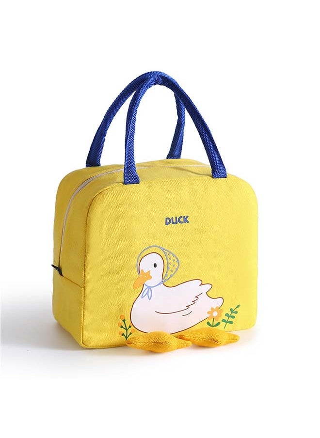 Generic - Yellow Cartoon Duck Lunch Bags ，For Kids Reusable Insulated Lunch Box Student Office Worker Lunch Tote Bag - Image 1