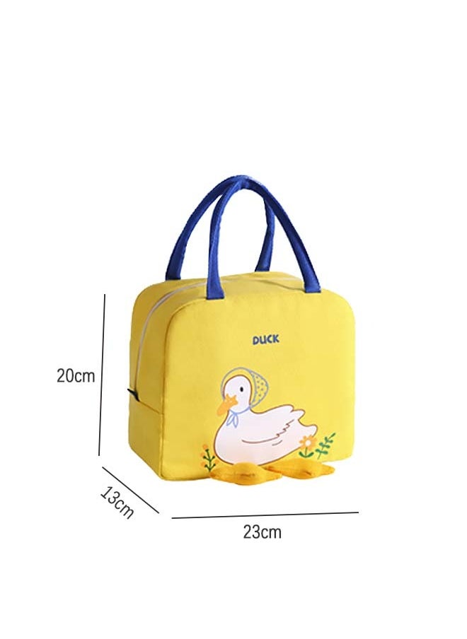 Generic - Yellow Cartoon Duck Lunch Bags ，For Kids Reusable Insulated Lunch Box Student Office Worker Lunch Tote Bag - Image 1