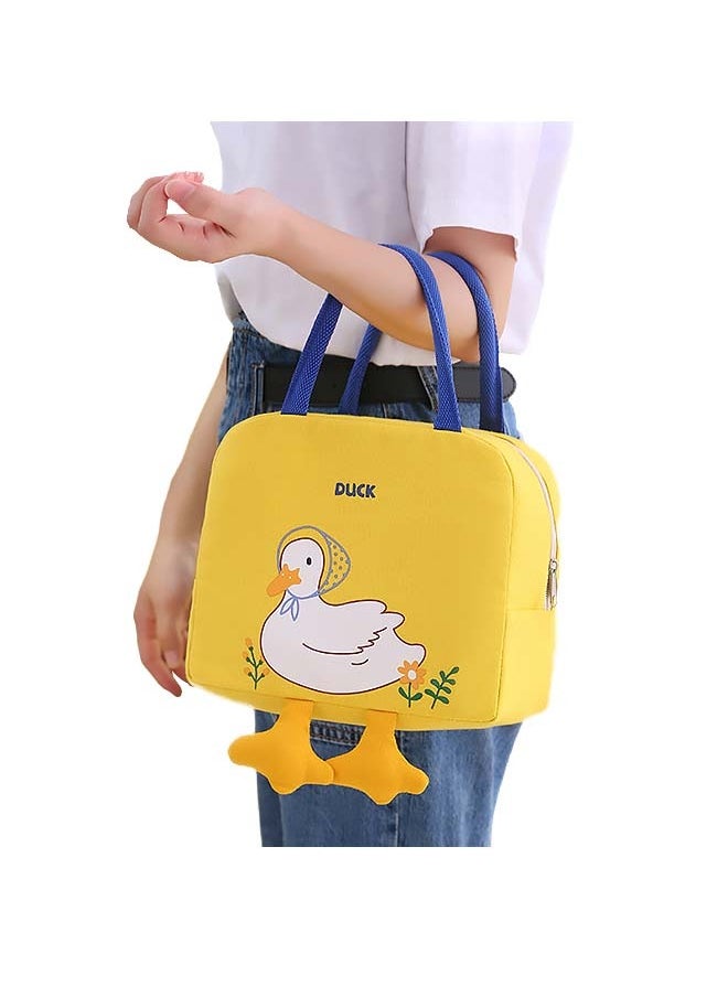 Generic - Yellow Cartoon Duck Lunch Bags ，For Kids Reusable Insulated Lunch Box Student Office Worker Lunch Tote Bag - Image 1