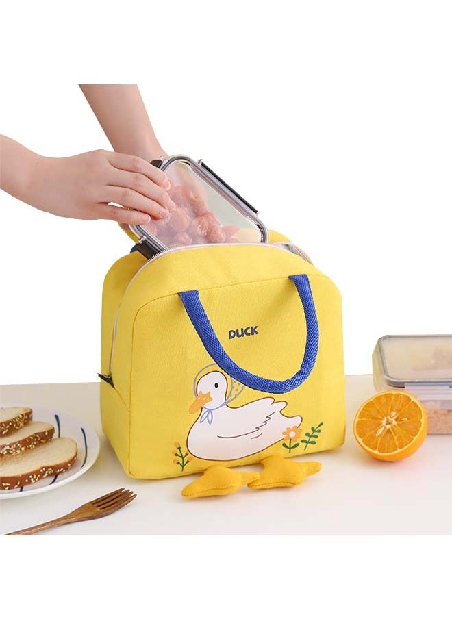 Generic - Yellow Cartoon Duck Lunch Bags ，For Kids Reusable Insulated Lunch Box Student Office Worker Lunch Tote Bag - Image 1