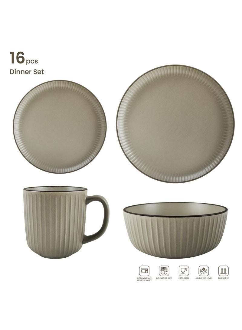 Kitchen Master 16 Pcs Embossed Dinner Set Mocha, Rssp33-M - Image 3