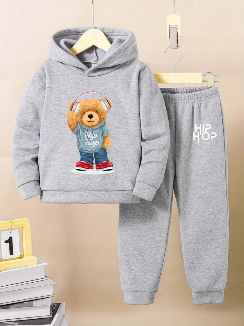 URBAN OX Trendy Printed Hoodie T-Shirt & Jogger Track Pant Clothing Set Jogging Suit For Boys | Stylish Co-Ord Set | Comfortable Kids Cord Set | Casual Wear For Kids Baby & Boys (Grey, 2-3 Yr) - Image 2