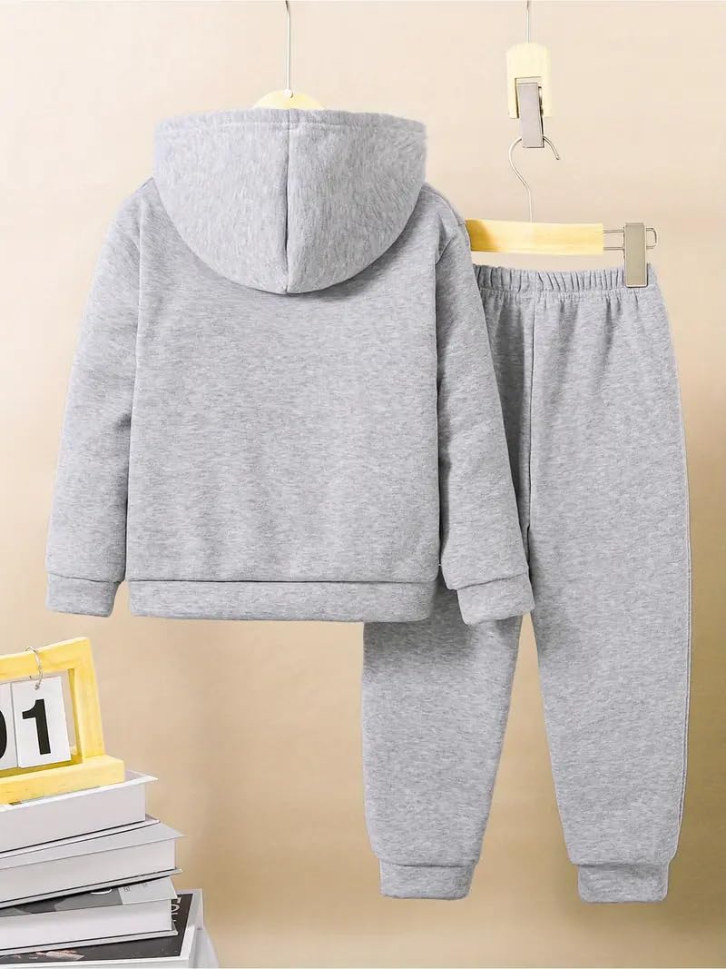 URBAN OX Trendy Printed Hoodie T-Shirt & Jogger Track Pant Clothing Set Jogging Suit For Boys | Stylish Co-Ord Set | Comfortable Kids Cord Set | Casual Wear For Kids Baby & Boys (Grey, 2-3 Yr) - Image 3