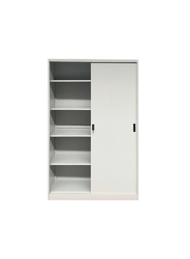لليفانتي خزانة فولاذية شديدة التحمل بأبواب منزلقة - حل تخزين للمكاتب والمنازل بمقاس 85x38x180 سم - وحدة معدنية متينة للملفات والعرض - Image 1