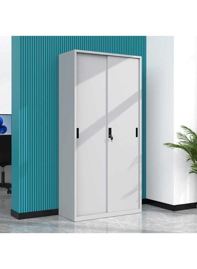 لليفانتي خزانة فولاذية شديدة التحمل بأبواب منزلقة - حل تخزين للمكاتب والمنازل بمقاس 85x38x180 سم - وحدة معدنية متينة للملفات والعرض - Image 4