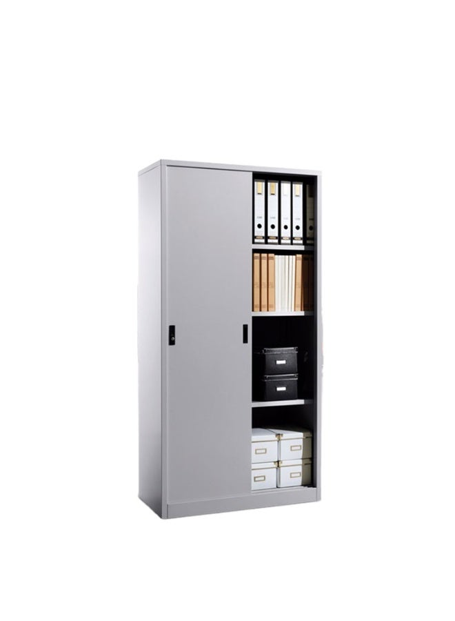 لليفانتي خزانة فولاذية شديدة التحمل بأبواب منزلقة - حل تخزين للمكاتب والمنازل بمقاس 85x38x180 سم - وحدة معدنية متينة للملفات والعرض - Image 5