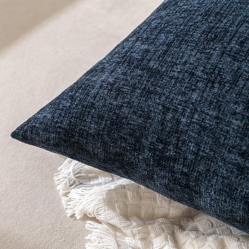 EMEMA Square Throw Pillow Covers 20"x20" Inch Set of 2 Decorative Couch Pillow Covers Chenille Modern Solid Pillowcases for Sofa Bedroom Navy Blue 50x50CM(Only Covers) - Image 5