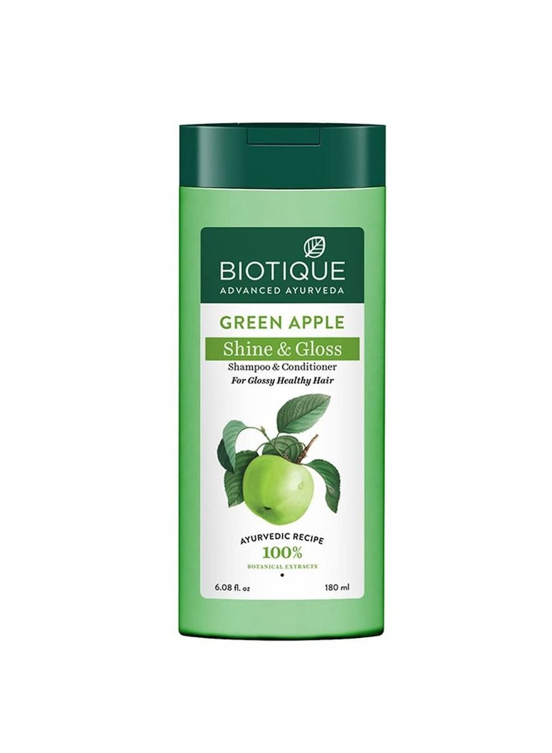 Biotique شامبو وبلسم Green Apple Shine & Gloss يعزز صحة الشعر ويجعله لامعًا وبراقًا ويغذي فروة الرأس ويجعل الشعر ناعمًا وأملسًا - Image 1