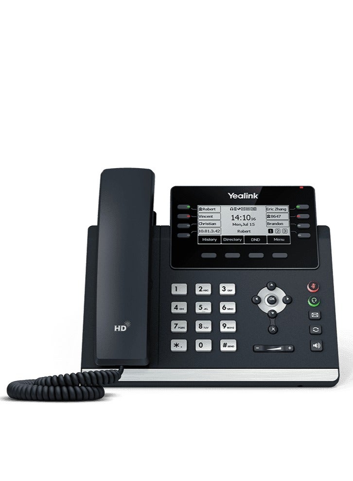Yealink Yealink T43U IP Phone, 12 VoIP Accounts. 3.7-Inch Graphical Display. Dual USB 2.0, Dual-Port Gigabit Ethernet, 802.3af PoE, Power Adapter Not Included - Image 1