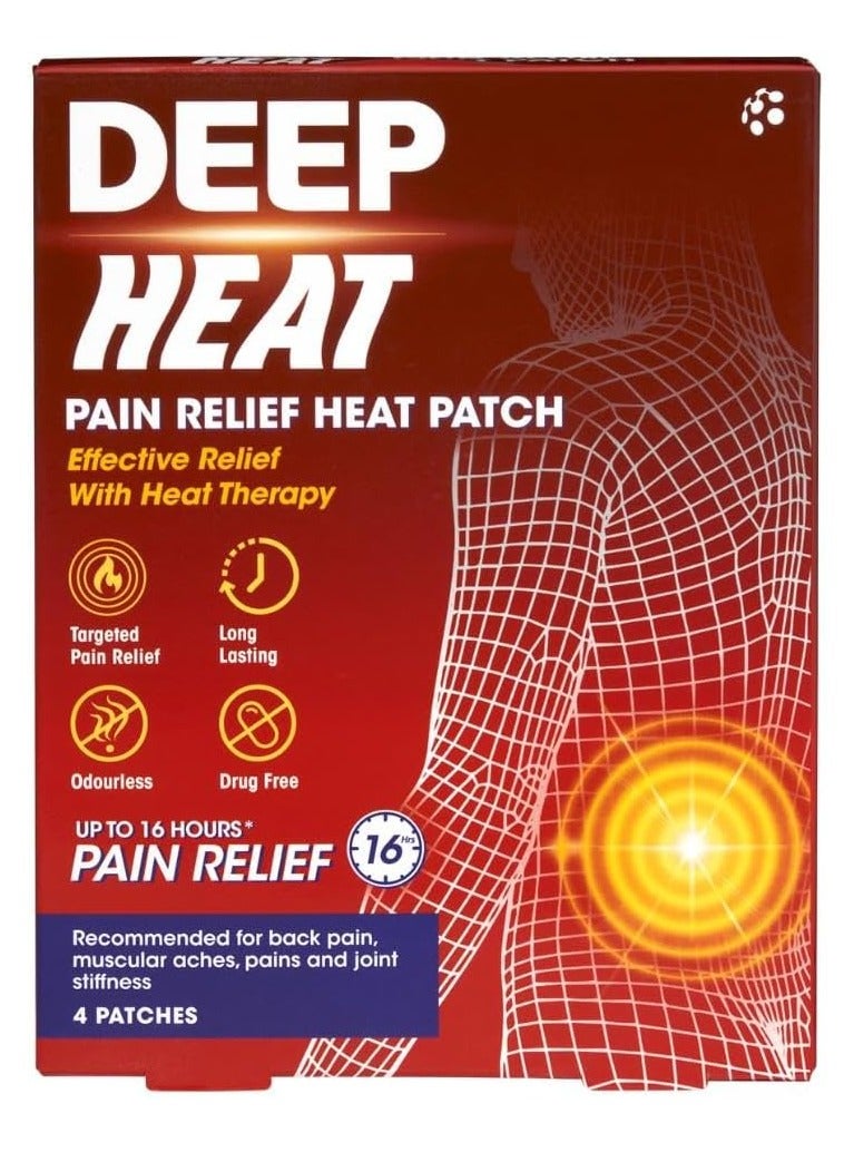 DEEP HEAT Pain Relief Heat Patch, Muscular Aches, Pains, Joint Stiffness (Pack of 4 Patches) - Image 1