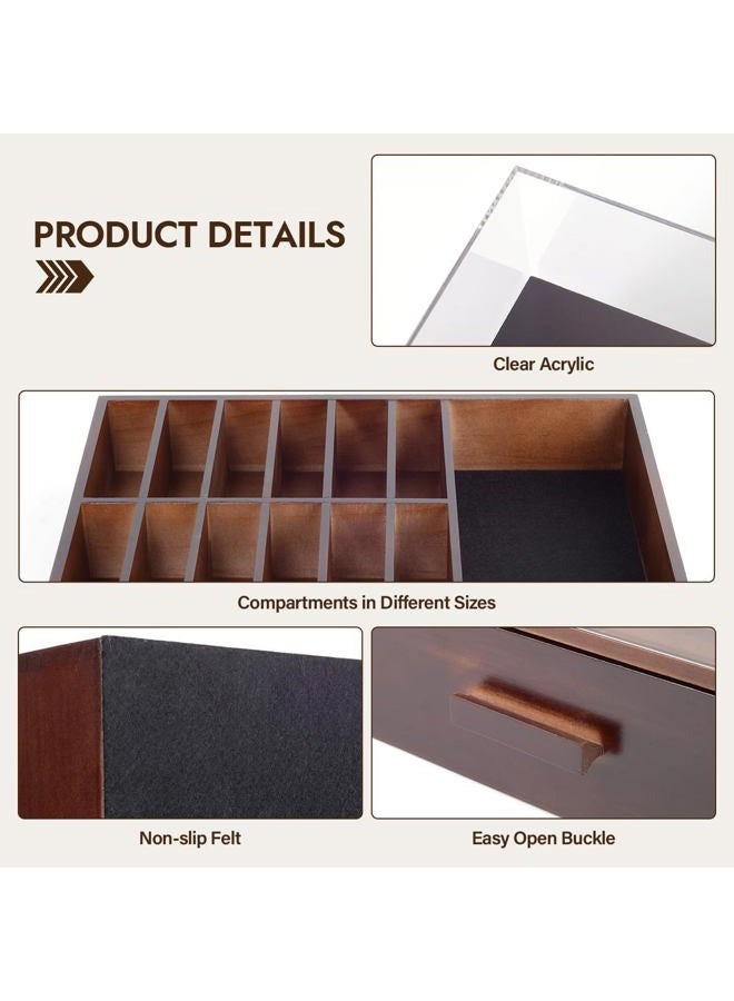 ULTRGEE Knife Display Case, Pocket Knife Collection Display Holder, Folding Knife Wooden Showcase Display Organizer Storage with Drawers and Acrylic Cover, Surprise Gift for Men - Image 5