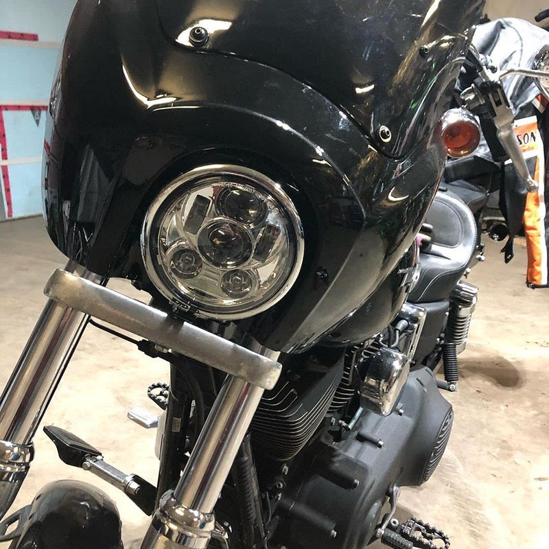 SUNPIE 5-3/4 5.75 inch Silver Aluminum Metal Head light Compatible with Sportster, Compatible with H_arley Motorcycles XL883/XL1200 Glide Deuce Street 500/Street 750 - Image 2