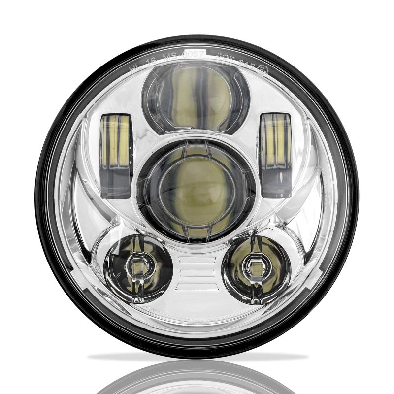 SUNPIE 5-3/4 5.75 inch Silver Aluminum Metal Head light Compatible with Sportster, Compatible with H_arley Motorcycles XL883/XL1200 Glide Deuce Street 500/Street 750 - Image 1
