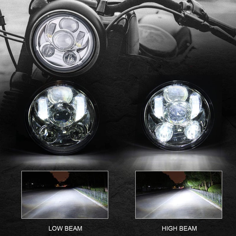 SUNPIE 5-3/4 5.75 inch Silver Aluminum Metal Head light Compatible with Sportster, Compatible with H_arley Motorcycles XL883/XL1200 Glide Deuce Street 500/Street 750 - Image 3