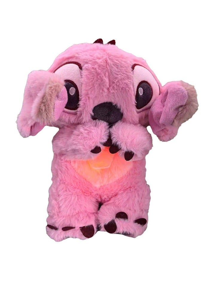Breathing Bear Plush Toy Glowing Doll Children's Sleeping Doll Suitable as Birthday Gift Home Decoration (Pink) - Image 1