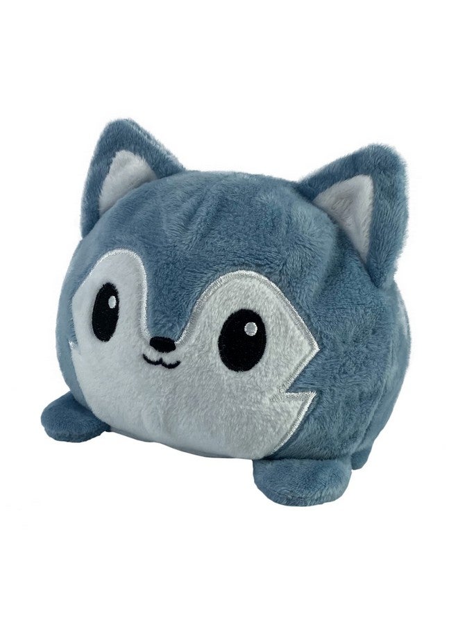 TeeTurtle - The Original Reversible Wolf Plushie - Gray - Cute Sensory Fidget Stuffed Animals That Show Your Mood - Image 2
