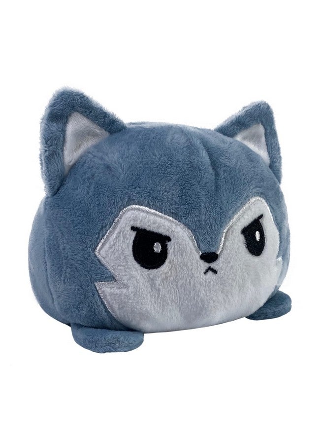 TeeTurtle - The Original Reversible Wolf Plushie - Gray - Cute Sensory Fidget Stuffed Animals That Show Your Mood - Image 1