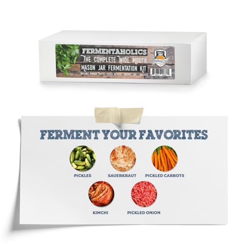 Fermentaholics Mason Jar Fermentation Kit | Wide mouth Jar Lacto-Fermentation Pickling Kit |Includes 4 Fermentation Lids, 4 Fermentation Glass Weights, Vegetable Tamper, & Wet Erase Glass Marker - Image 3
