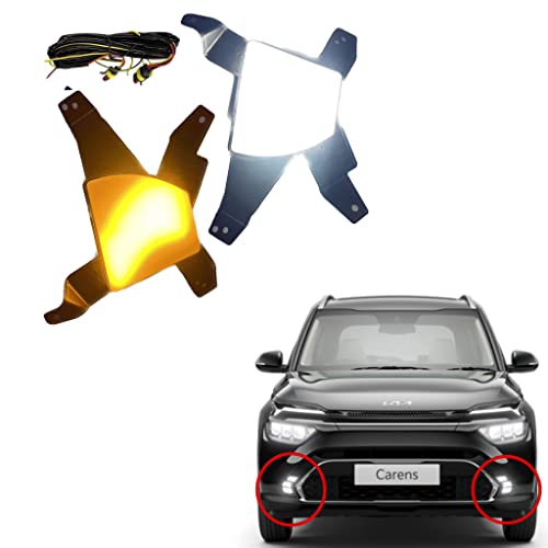 KD K D Fog Lamp Set For Kia Carens (Pair) Halogen White & Indicator Lights Combo Full High Lights - Image 1