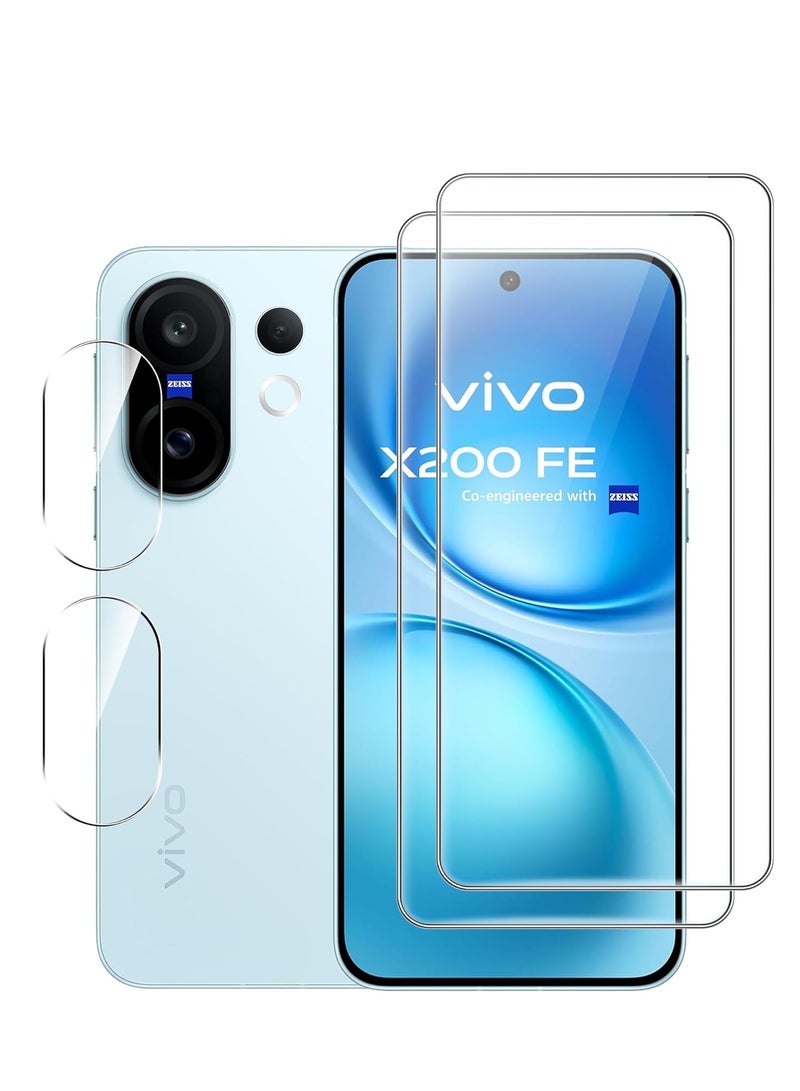 2+2 Pack Screen Protector for Vivo X200 FE, with Camera Lens Protector 9H Hardness Tempered Glass Bubble Free Anti-Scratch Anti-Fingerprint - Image 1