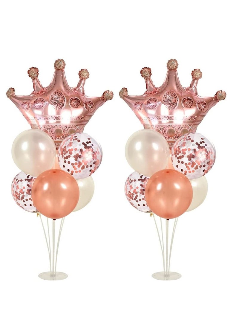 SYOSI Balloons Stand Kit Rose Gold Crown Balloons Reusable Centerpiece with Base for Table Wedding Baby Shower Birthday Party Graduation Decorations 2 Sets - Image 1