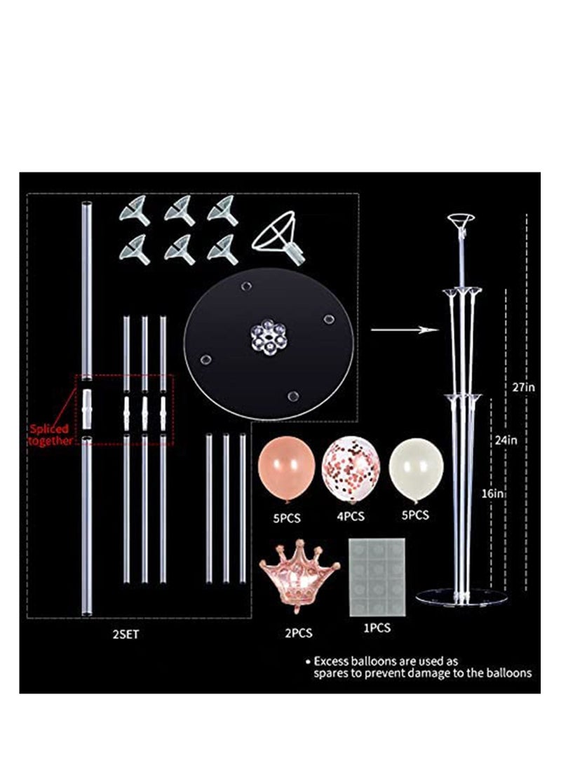 SYOSI Balloons Stand Kit Rose Gold Crown Balloons Reusable Centerpiece with Base for Table Wedding Baby Shower Birthday Party Graduation Decorations 2 Sets - Image 2