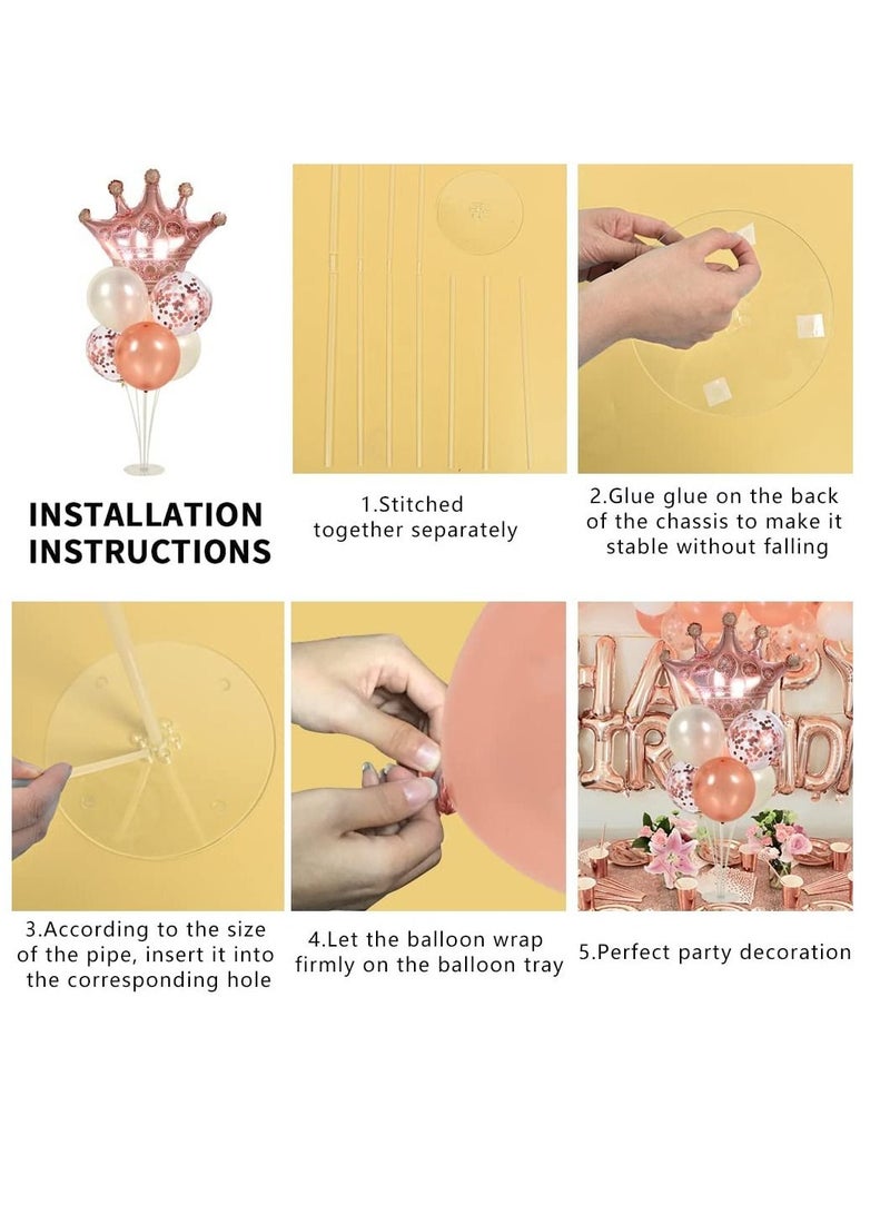 SYOSI Balloons Stand Kit Rose Gold Crown Balloons Reusable Centerpiece with Base for Table Wedding Baby Shower Birthday Party Graduation Decorations 2 Sets - Image 3