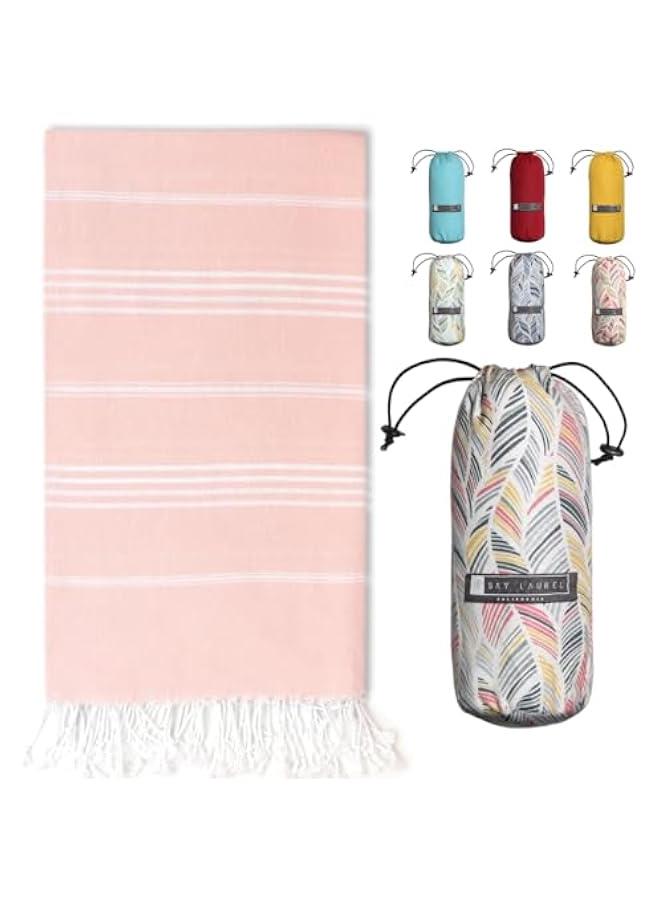 Arabest Large Turkish Beach Towel Bundle: Quick Dry, Sand Free, Lightweight, Oversized 39 x 71 Towel with Travel Bag for Easy Transportation. - Image 1