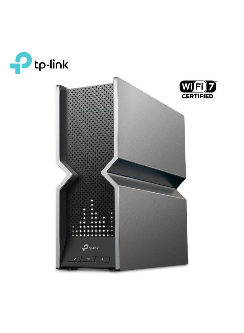TP-LINK Tri-Band BE19000 WiFi 7 Router (Archer BE800) | 12-Stream 19 Gbps | 2 × 10G + 4 × 2.5G Ports | LED Screen | 8 High-Performance Antennas | VPN, Easy Mesh, 4×4 MU-MIMO, HomeShield, Private IoT Grey - Image 1