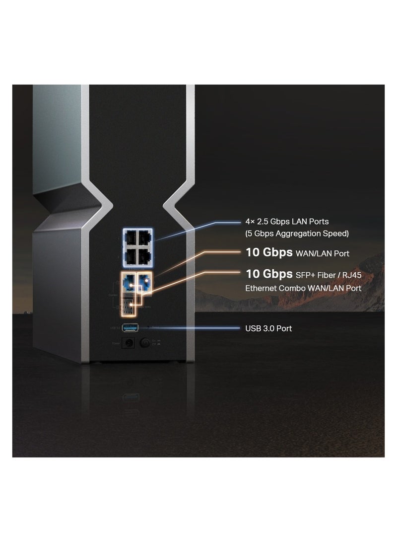 TP-LINK Tri-Band BE19000 WiFi 7 Router (Archer BE800) | 12-Stream 19 Gbps | 2 × 10G + 4 × 2.5G Ports | LED Screen | 8 High-Performance Antennas | VPN, Easy Mesh, 4×4 MU-MIMO, HomeShield, Private IoT Grey - Image 5