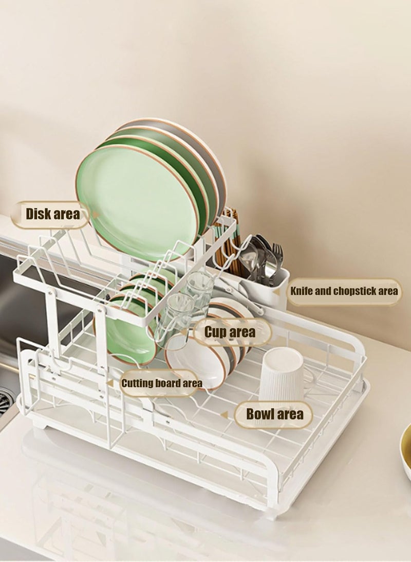LOOPITYS 2-layer metal dishwashing rack, foldable dishwashing rack with drip tray, no installation required, multifunctional storage on kitchen countertop with drainage board - Image 5