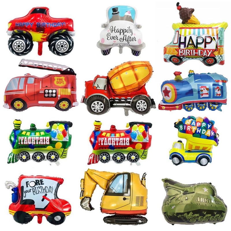 LZYMSZ 12PCS Aluminum Foil Balloons Reusable Helium Mylar Cars Balloon 12 Style Vehicles Balloons for Child kids Birthday Party Supplies Cute Baby Shower Decorations - Image 3