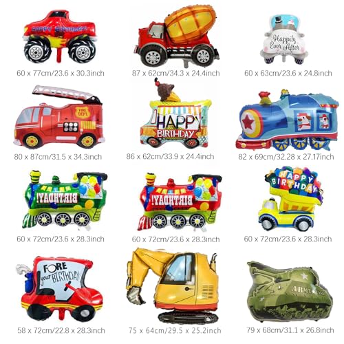 LZYMSZ 12PCS Aluminum Foil Balloons Reusable Helium Mylar Cars Balloon 12 Style Vehicles Balloons for Child kids Birthday Party Supplies Cute Baby Shower Decorations - Image 5