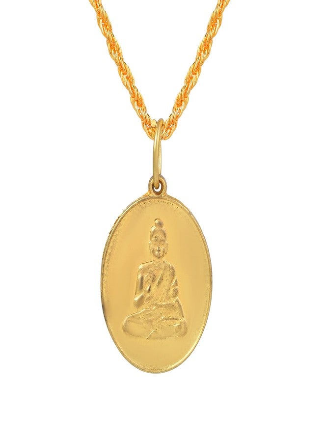 Morir Gold Plated Brass Babasaheb Bhimrao Ambedkar and Buddha Oval Coin Shaped Pendant Locket Fashion Jewellery for Unisex - Image 2