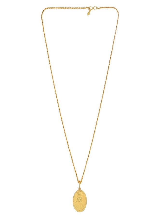 Morir Gold Plated Brass Babasaheb Bhimrao Ambedkar and Buddha Oval Coin Shaped Pendant Locket Fashion Jewellery for Unisex - Image 5