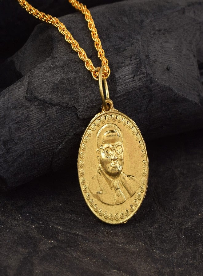 Morir Gold Plated Brass Babasaheb Bhimrao Ambedkar and Buddha Oval Coin Shaped Pendant Locket Fashion Jewellery for Unisex - Image 3