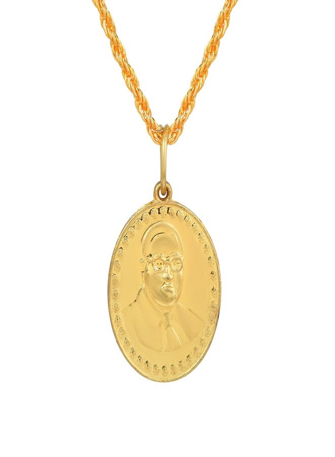 Morir Gold Plated Brass Babasaheb Bhimrao Ambedkar and Buddha Oval Coin Shaped Pendant Locket Fashion Jewellery for Unisex - Image 1