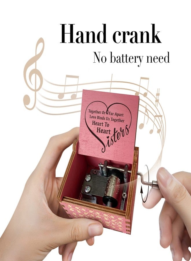 Hcaredee صندوق موسيقي للأخت من Hcaredee، هدية مثالية لأعياد ميلاد الأخوات، صندوق موسيقي خشبي يدوي التشغيل عليه عبارة "أنتِ شمسي المشرقة"، هدية رائعة لعيد الميلاد أو التخرج لأفضل صديقات الروح - وردي - Image 2