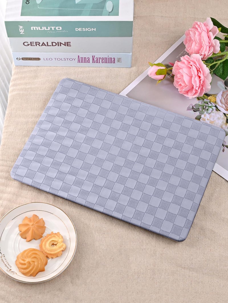 Seorsok Compatible with MacBook Air 13 Inch Case2022 2021 2020 2019 2018 Release A1932 A2179 M1 A2337,Elegant Leather Plastic Hard Shell Case with Keyboard Cover,Lavender Grey PVC Grid No Logo Cutout - Image 4
