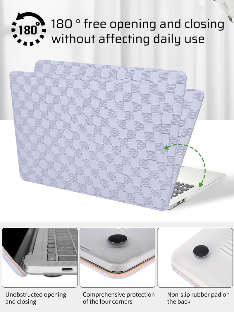 Seorsok Compatible with MacBook Air 13 Inch Case2022 2021 2020 2019 2018 Release A1932 A2179 M1 A2337,Elegant Leather Plastic Hard Shell Case with Keyboard Cover,Lavender Grey PVC Grid No Logo Cutout - Image 5