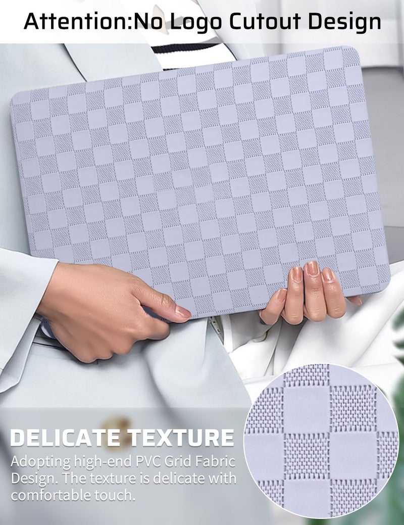 Seorsok Compatible with MacBook Air 13 Inch Case2022 2021 2020 2019 2018 Release A1932 A2179 M1 A2337,Elegant Leather Plastic Hard Shell Case with Keyboard Cover,Lavender Grey PVC Grid No Logo Cutout - Image 2