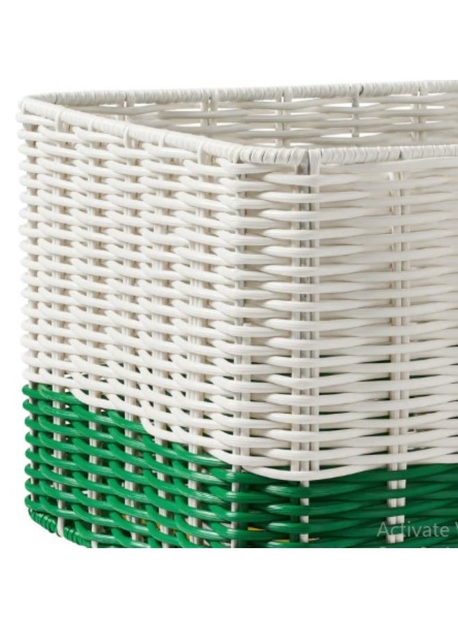 IKEA (IKEA) Basket, white/green, 25x35x19 cm  - Image 2